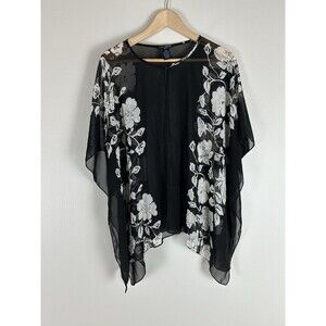 Vintage Beaded Whimsigoth Y2k Floral 20W Whimsical Top Blouse Sequin Kimono